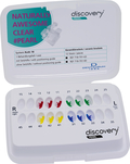 discovery® pearl, Keramikbrackets, Häkchen auf 3er, 1 Fall, Zahn 13-11 / 21-23 / 43-41 / 31-33, Roth 18