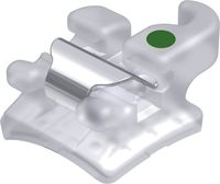 dinamique® c self-ligating ceramic bracket with hook, -2° torque, +8° angulation for tooth 23, Roth 22